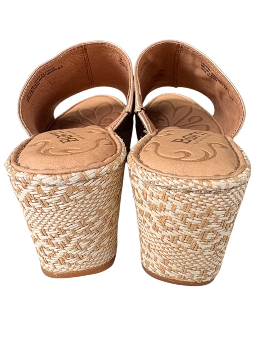 EUC Born Leather Wedge Sandals Gold Size 7 - Picture 6 of 8